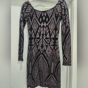 Jump Apparel size XS black and glitter mini bodycon dress